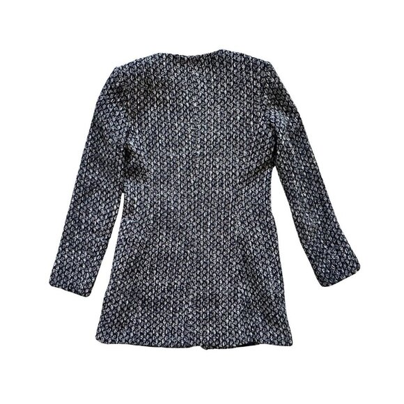 ZARA Tweed Jacket Blazer Full Zip Lined Womens Size Small Black White Office‎ - Picture 3 of 13